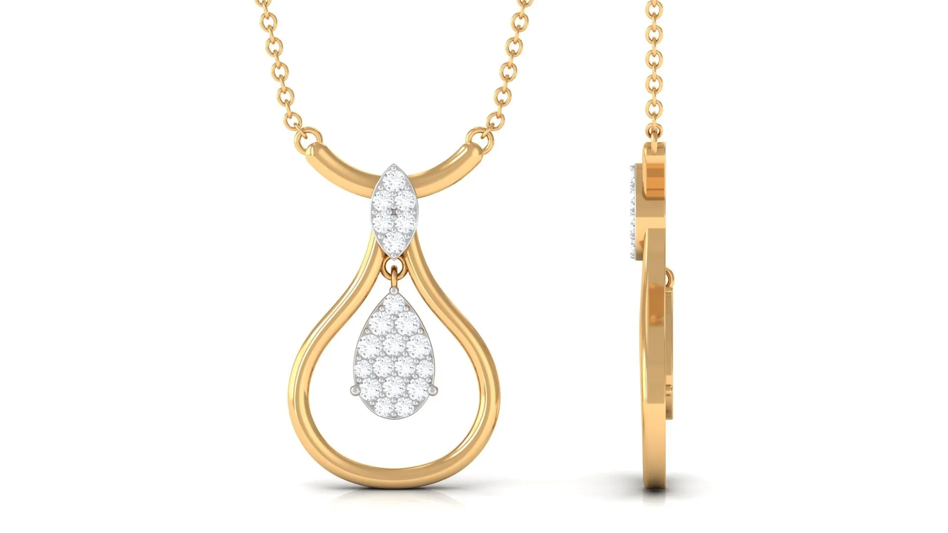 Round Diamond Minimal Teardrop Necklace