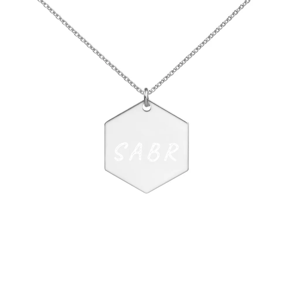 SABR - Engraved Silver Hexagon Necklace