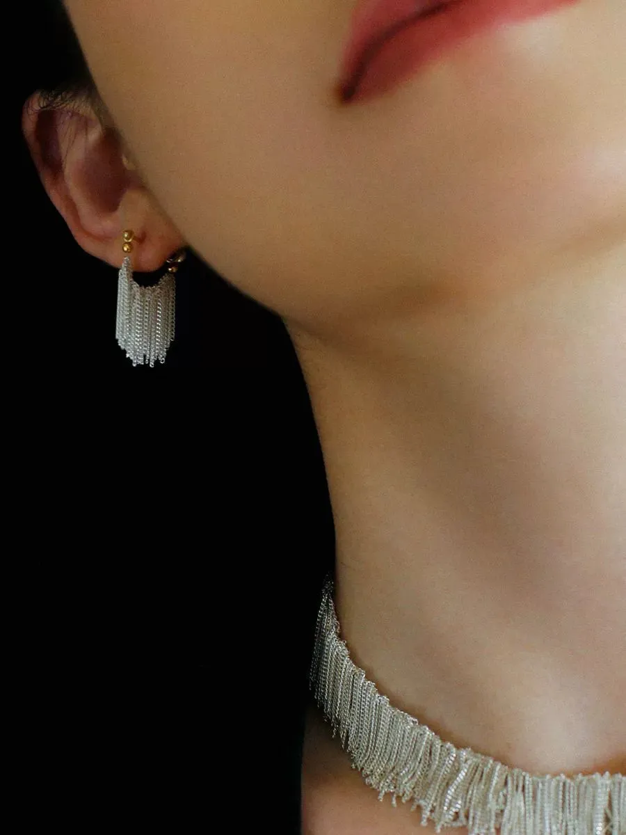 Shining Galaxy Waterfall Short Tassels Earrings