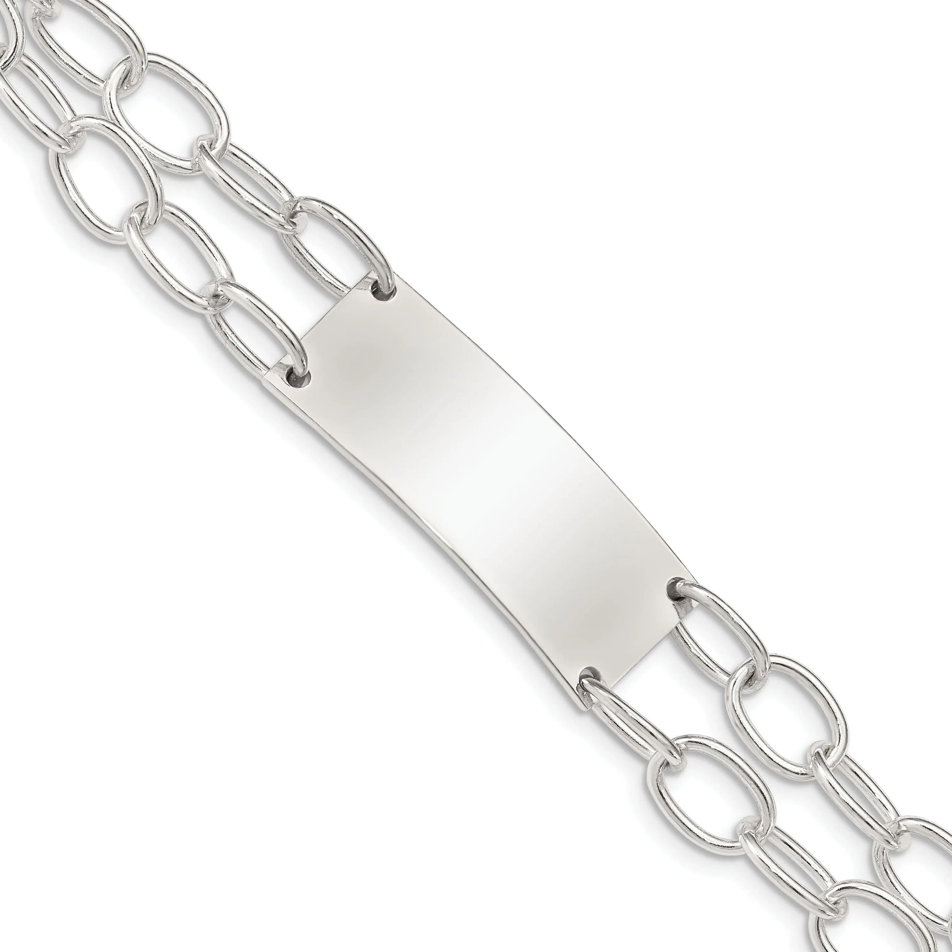 Silver Double Strand Oval Link I.D Bracelet