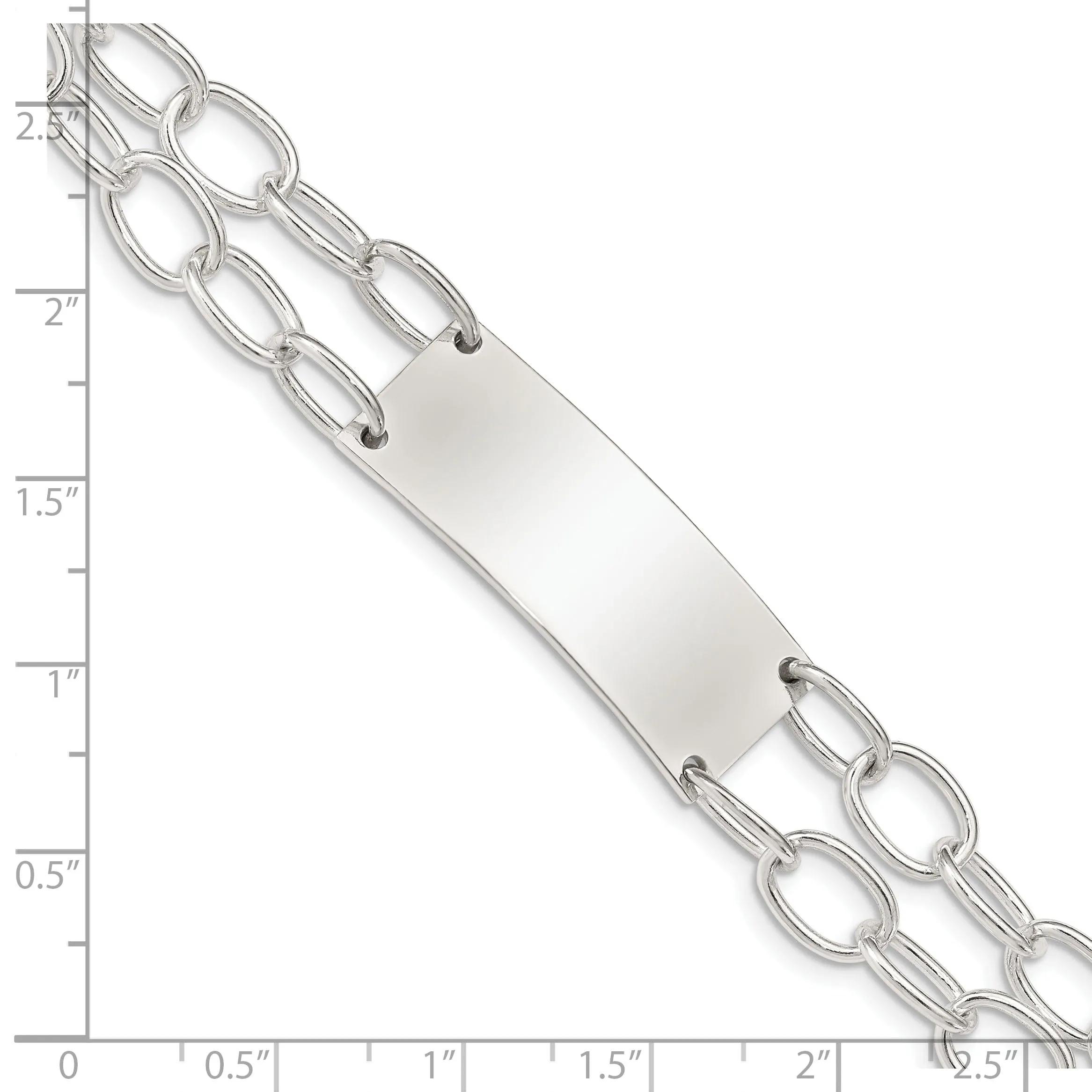 Silver Double Strand Oval Link I.D Bracelet