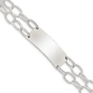 Silver Double Strand Oval Link I.D Bracelet