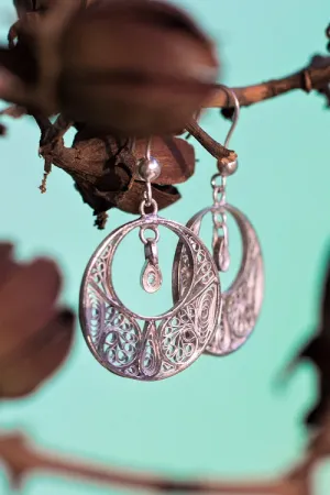 Silver Linings "Graceful" Silver Filigree Handmade Chandbali Earrings