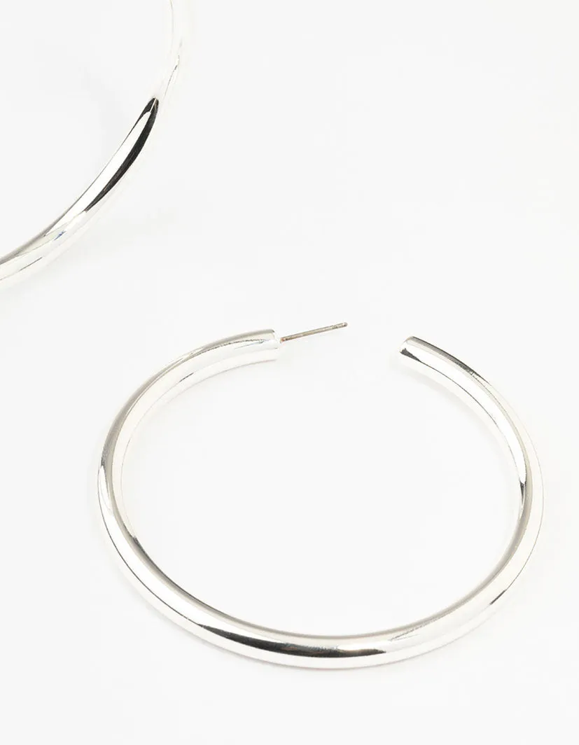 Silver Minimal Chunky Hoop Earrings