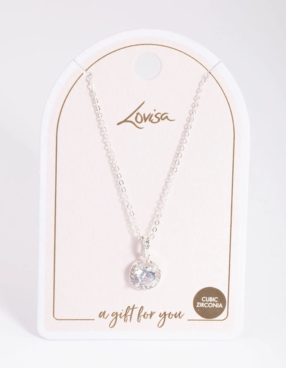 Silver Pretty Diamante Pendant Necklace