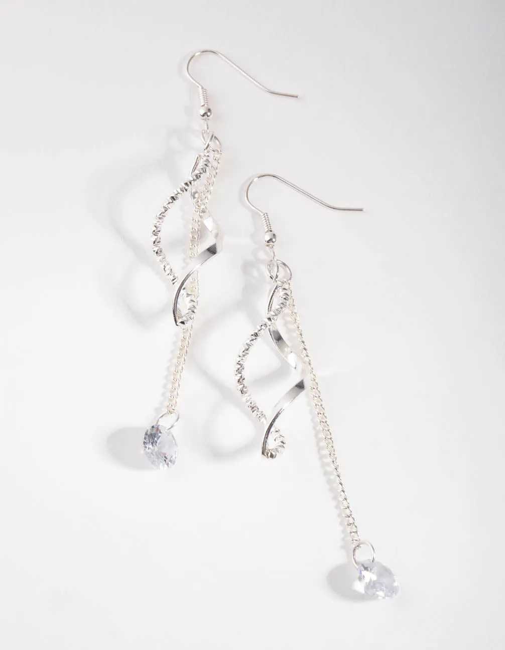 Silver Swirl Drop Earrings