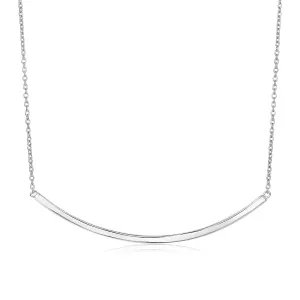 Size: 18'' - Sterling Silver Polished Curved Bar Necklace