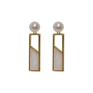 Slim Baroque Pearl Dangling Studs