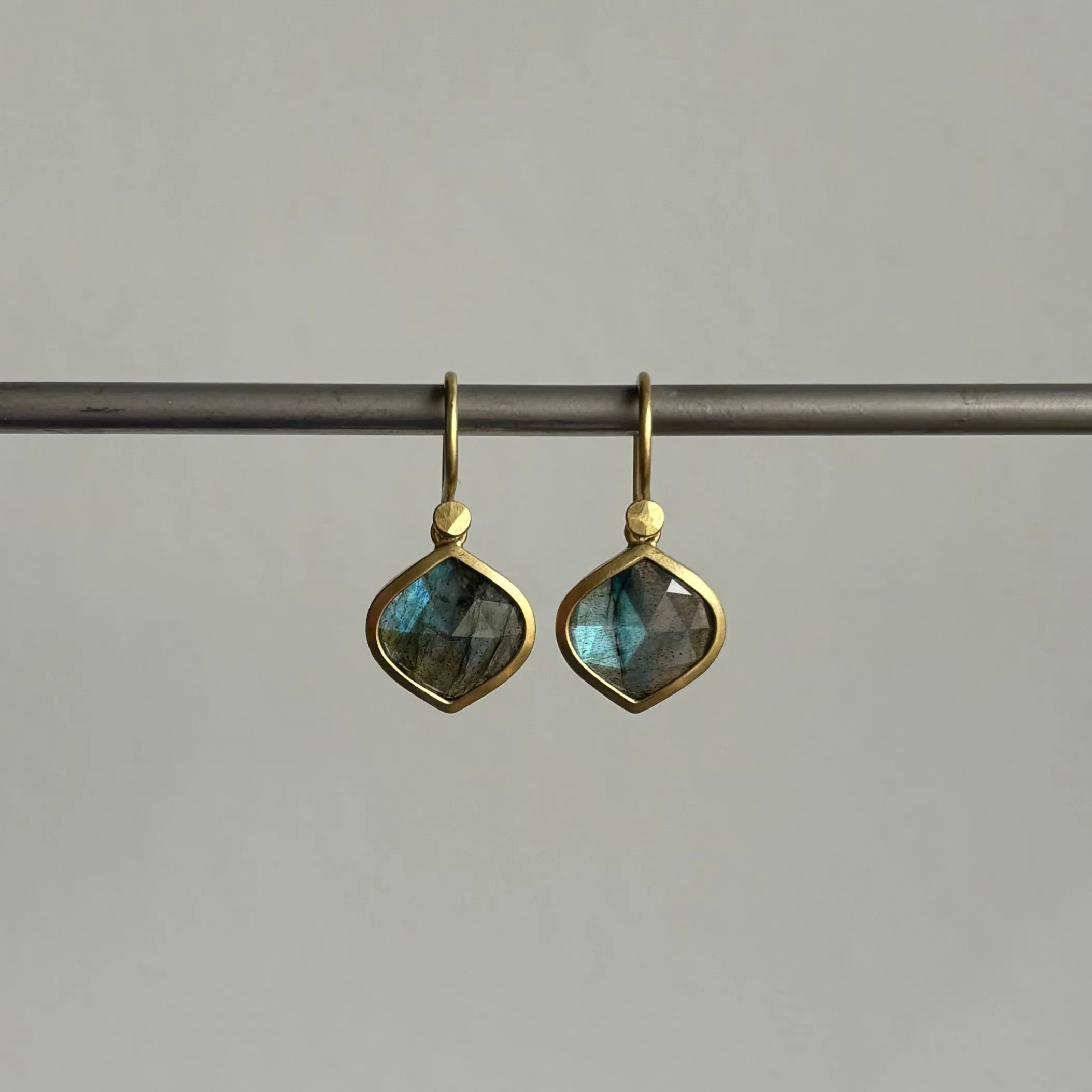 Small Labradorite Navette Earrings