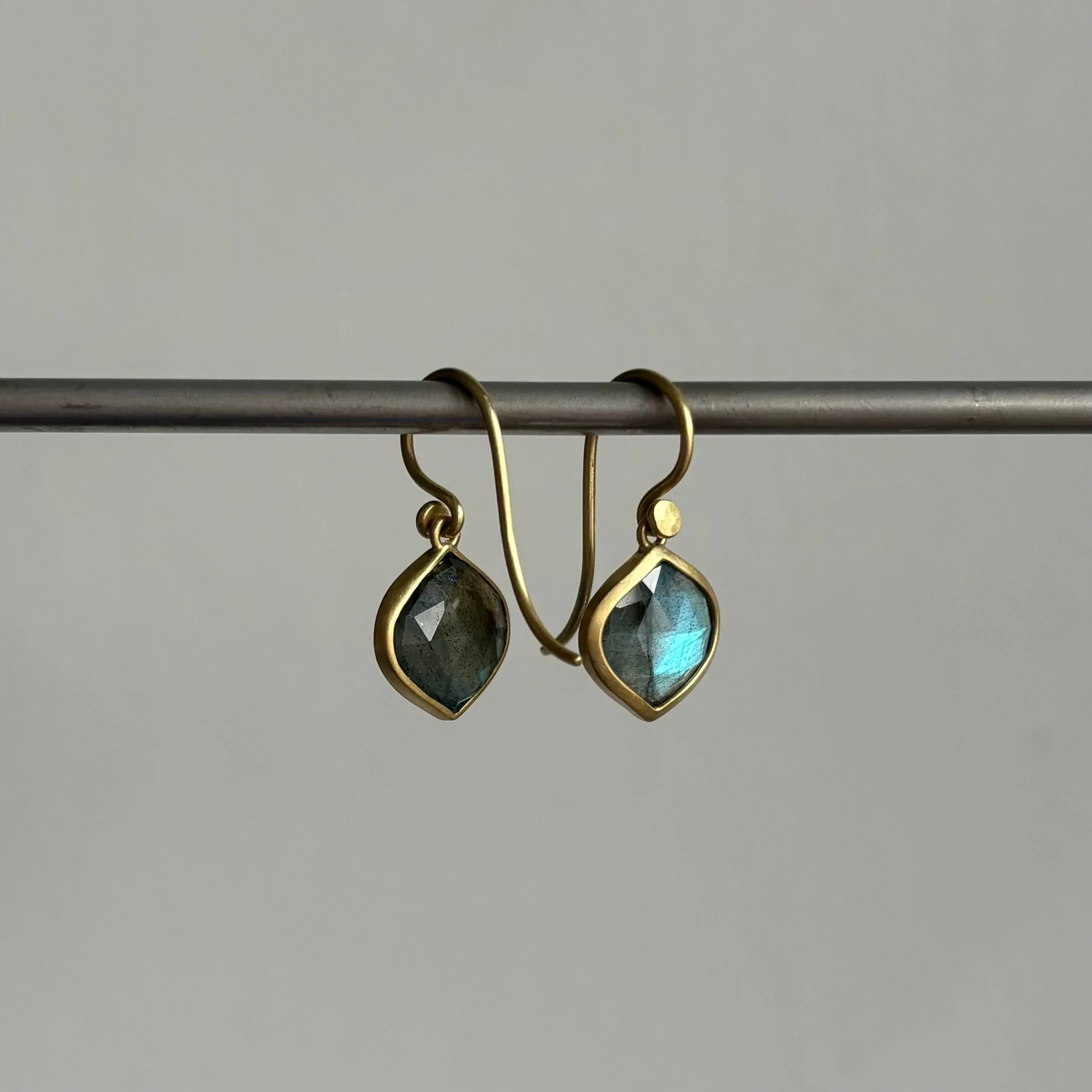 Small Labradorite Navette Earrings