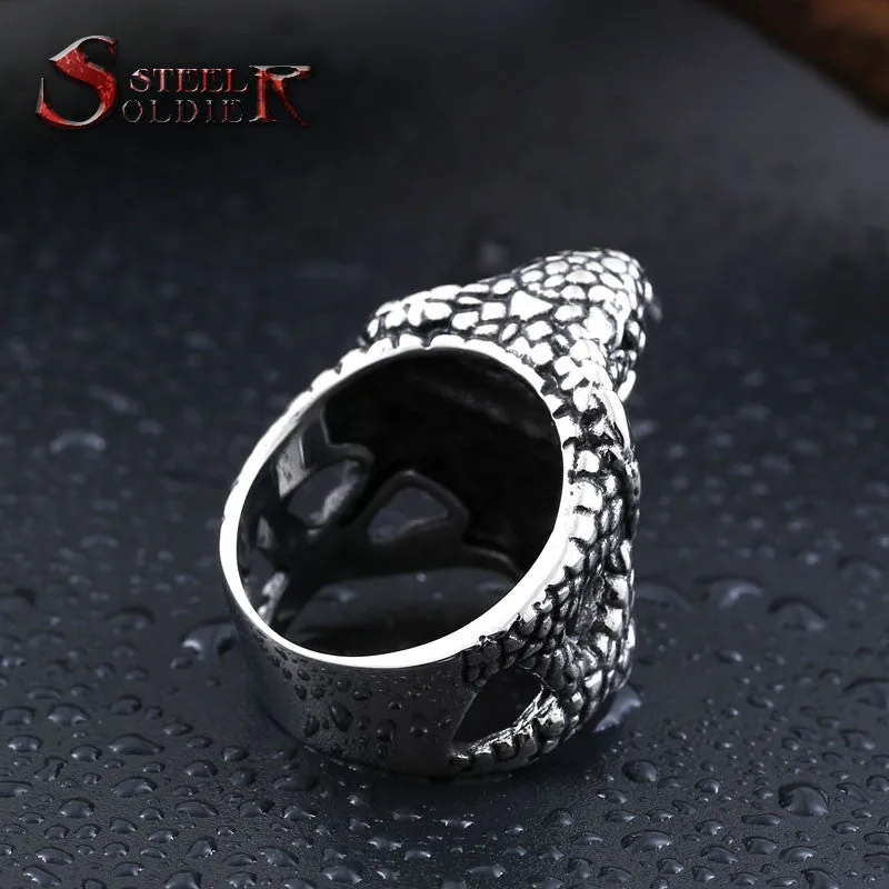 Steel soldier Super Fashion Stainlesss Steel Personality Jewelry Punk Unique Snake Ring