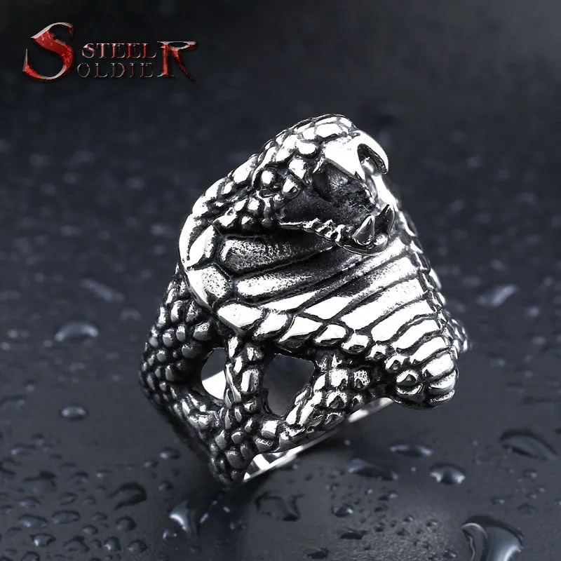 Steel soldier Super Fashion Stainlesss Steel Personality Jewelry Punk Unique Snake Ring