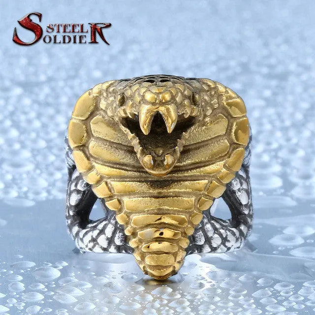 Steel soldier Super Fashion Stainlesss Steel Personality Jewelry Punk Unique Snake Ring