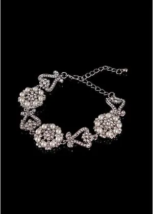 Stylish Bracelets With Rhinestones & Pearls Glamorous Alloy