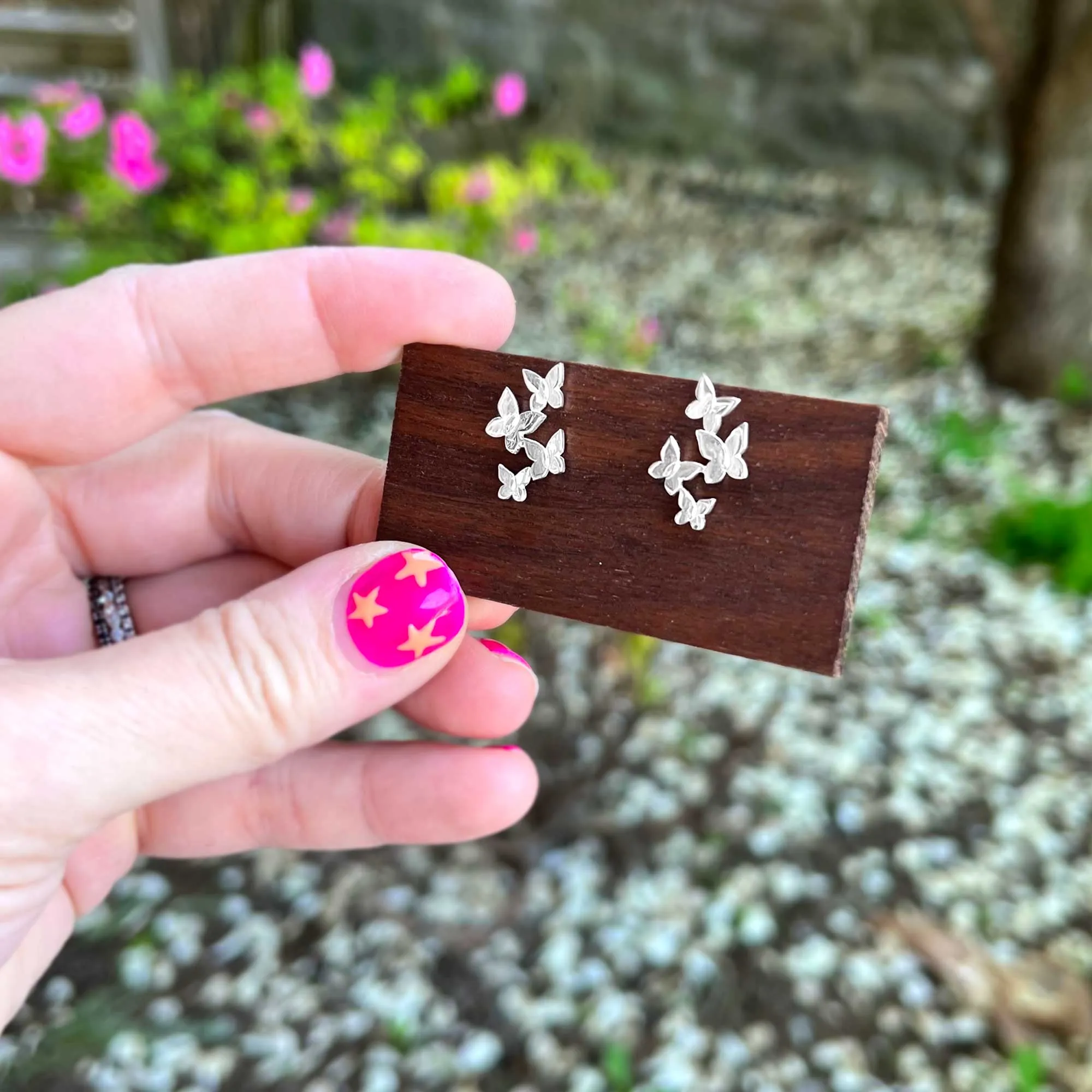 Tiny Stud Earrings: Butterfly Cluster