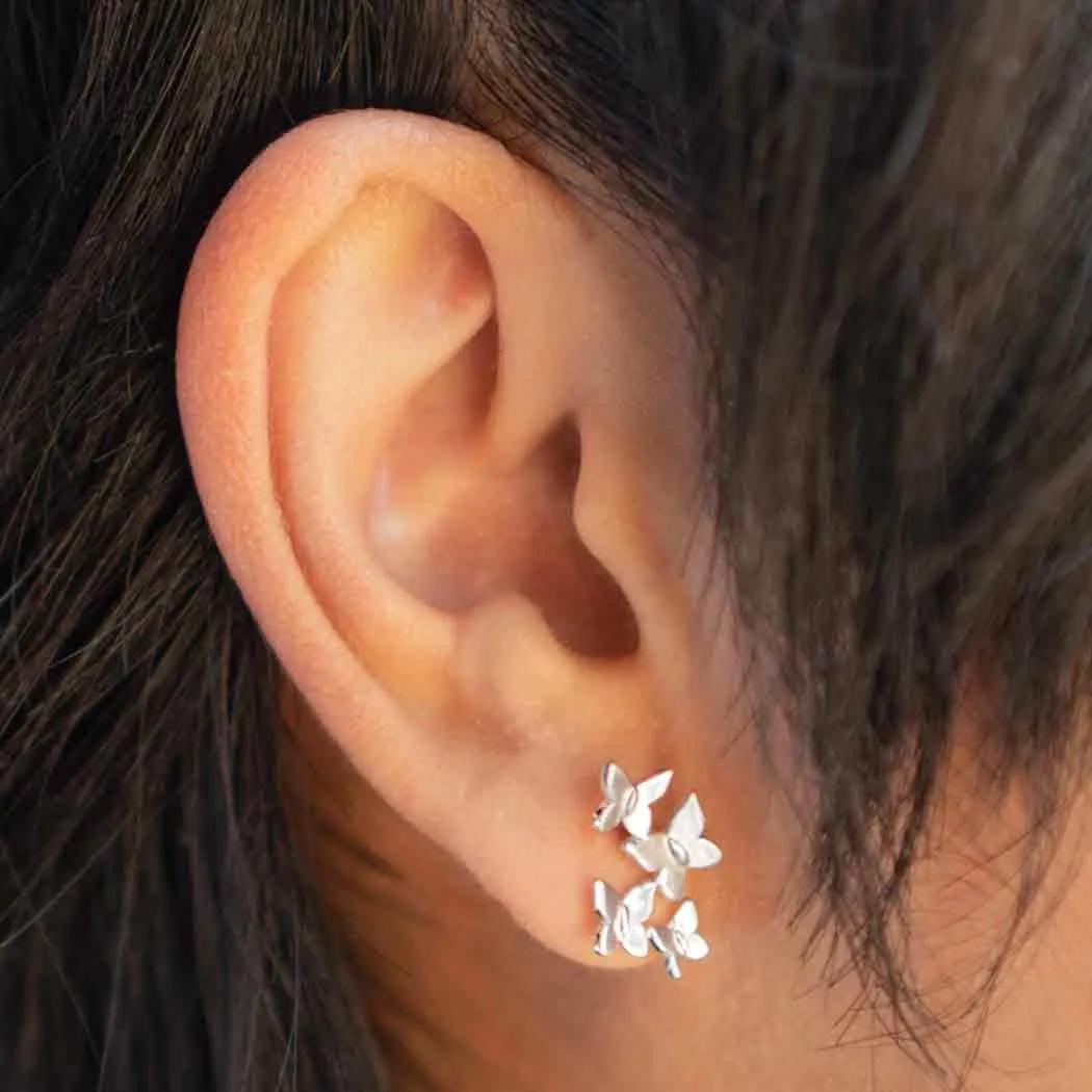 Tiny Stud Earrings: Butterfly Cluster