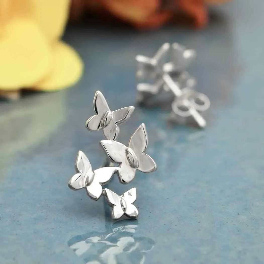 Tiny Stud Earrings: Butterfly Cluster