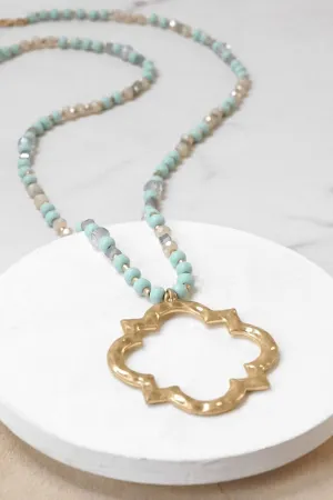 Turquoise & Gold Beaded Necklace