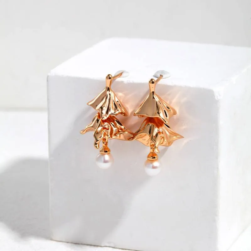 Tutu Charm Stud Earrings With Freshwater Pearls -18k Gold Vermeil