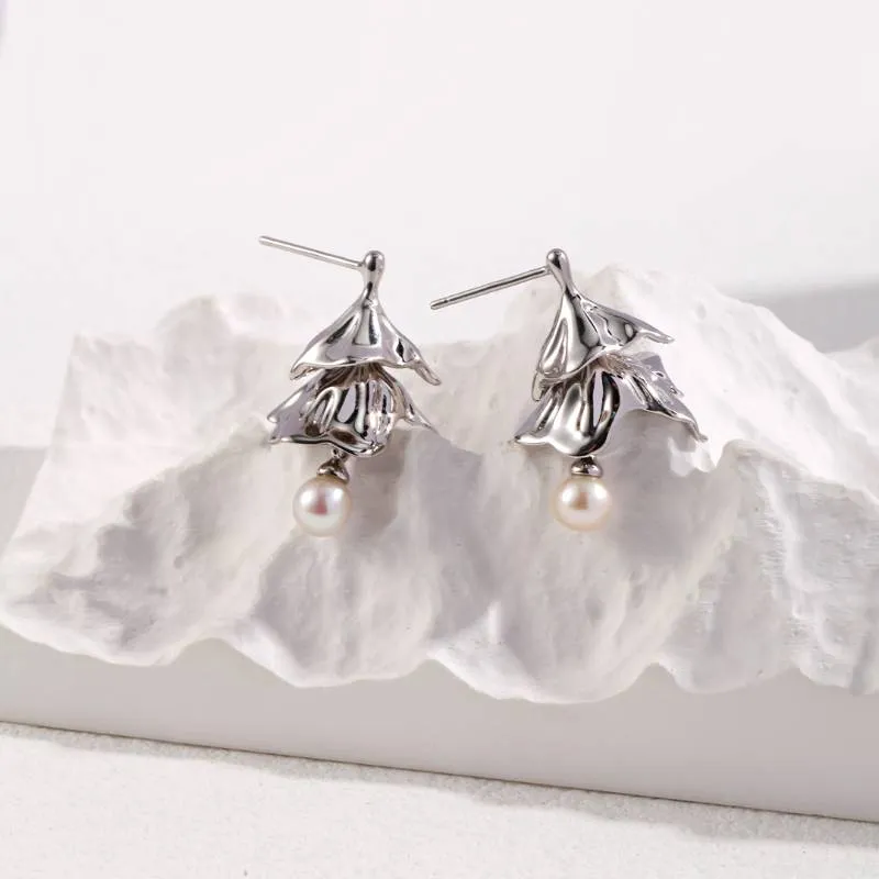 Tutu Charm Stud Earrings With Freshwater Pearls -18k Gold Vermeil