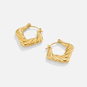 Twisted Gold Square Hoop Earrings