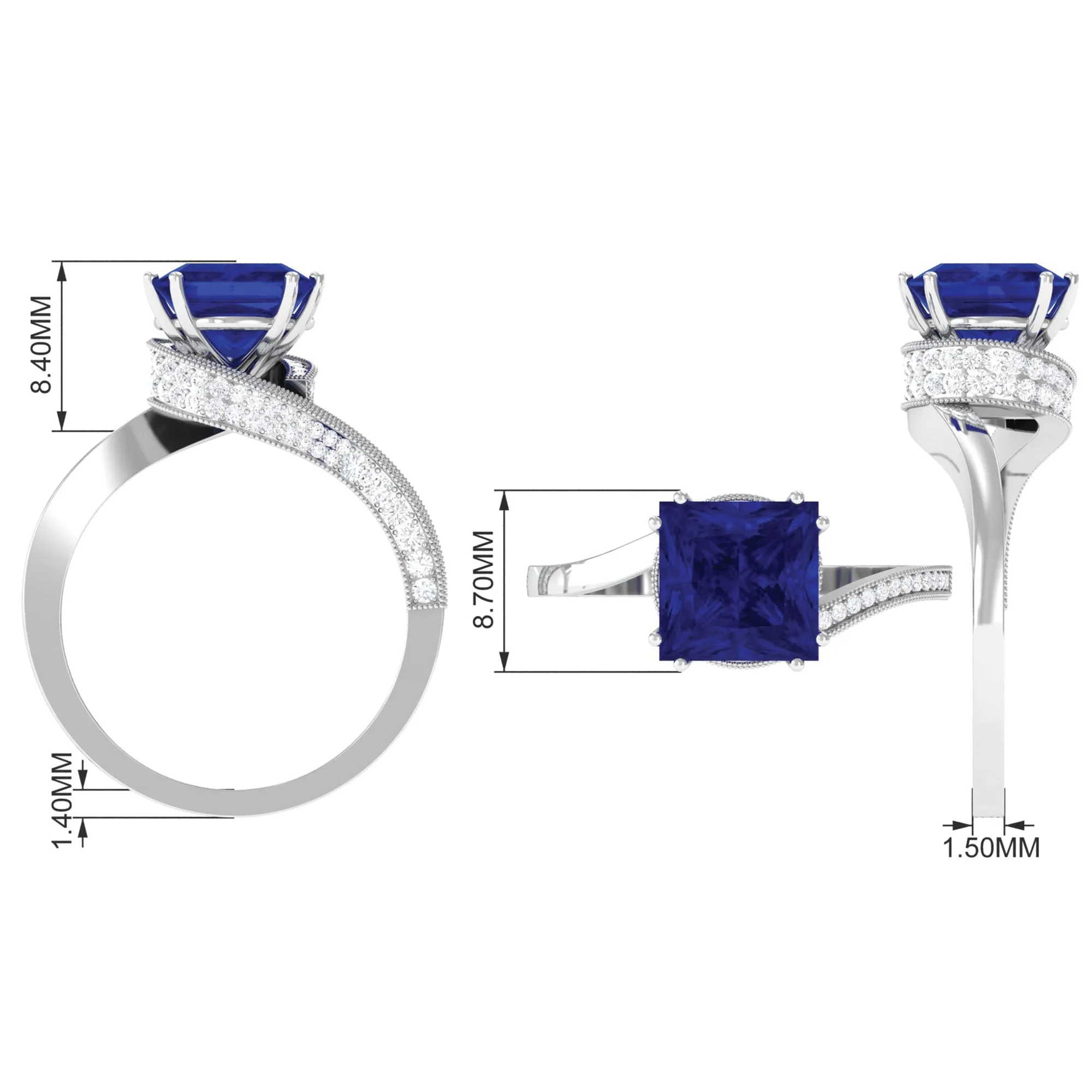 Unique Created Blue Sapphire Solitaire Engagement Ring