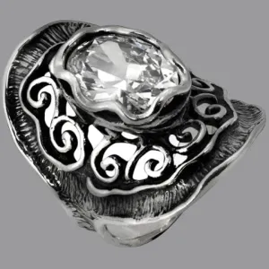 Unique sterling silver rings zirconia ring - Bluenoemi jewelry