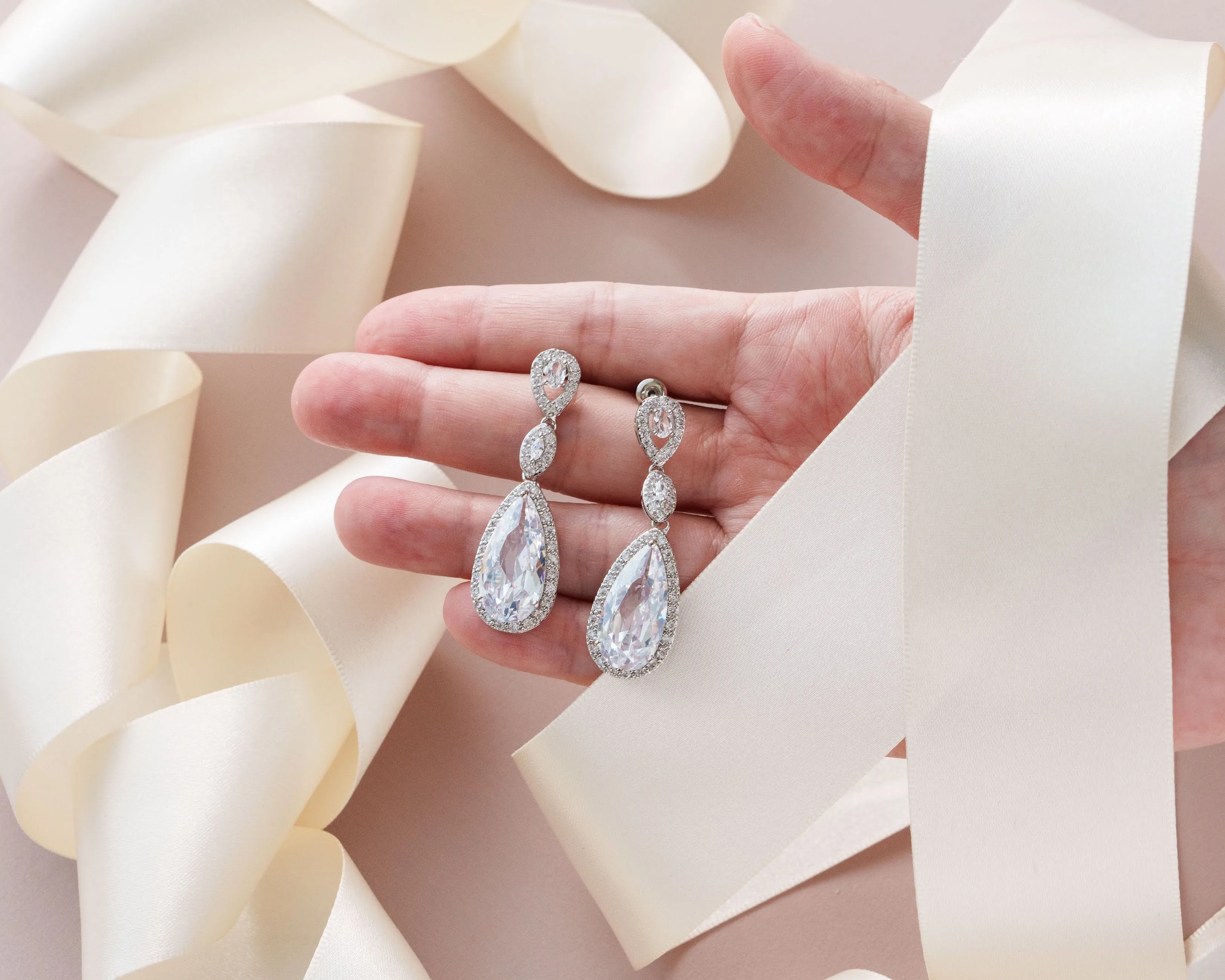 Water Drop Wedding Earrings