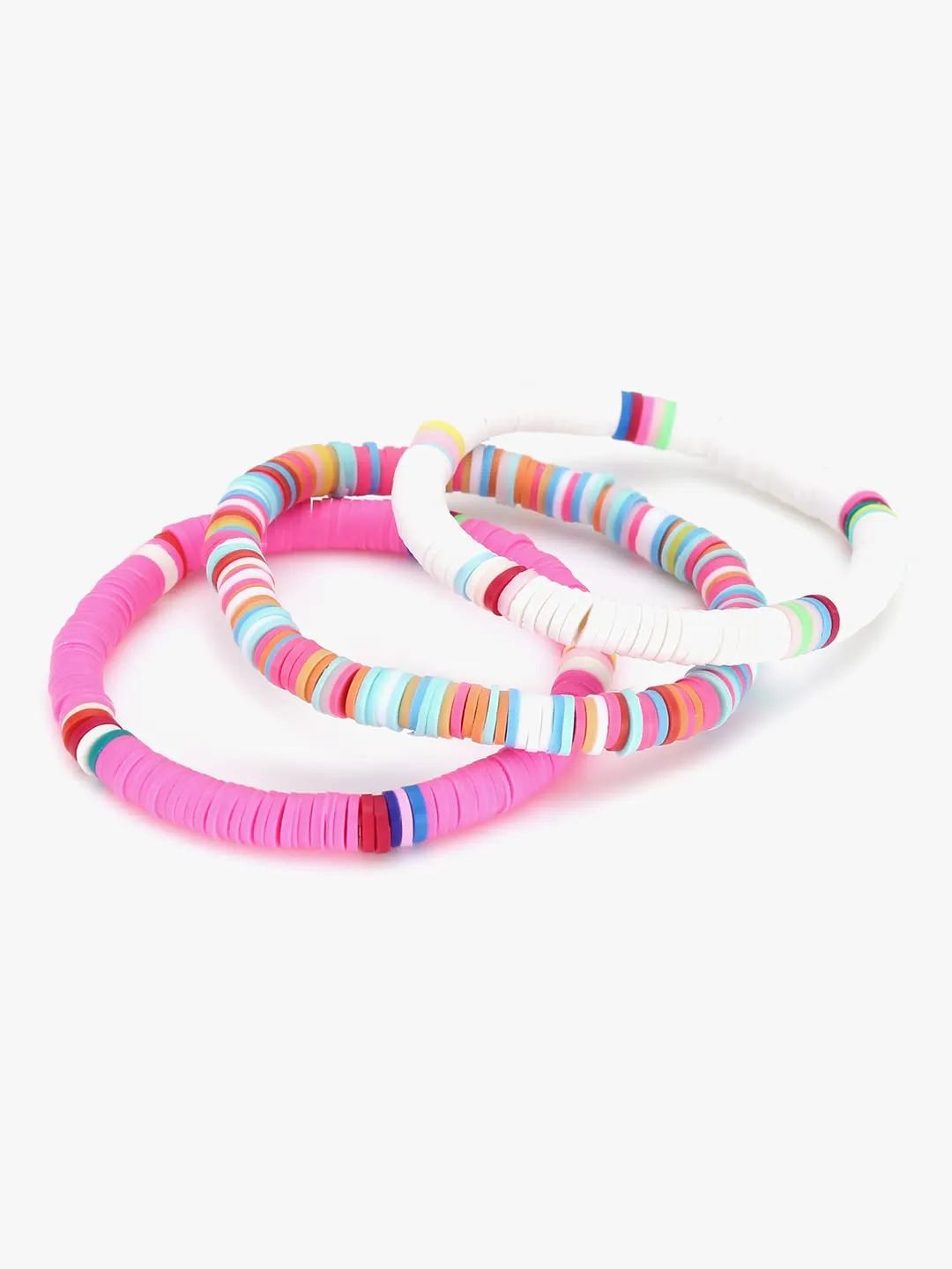 Yellow Chimes Bracelets for Women Combo of 3 PCs Heishi Bracelet Set Lightweight Rainbow Summer Beach Accessory for Girls and Women.