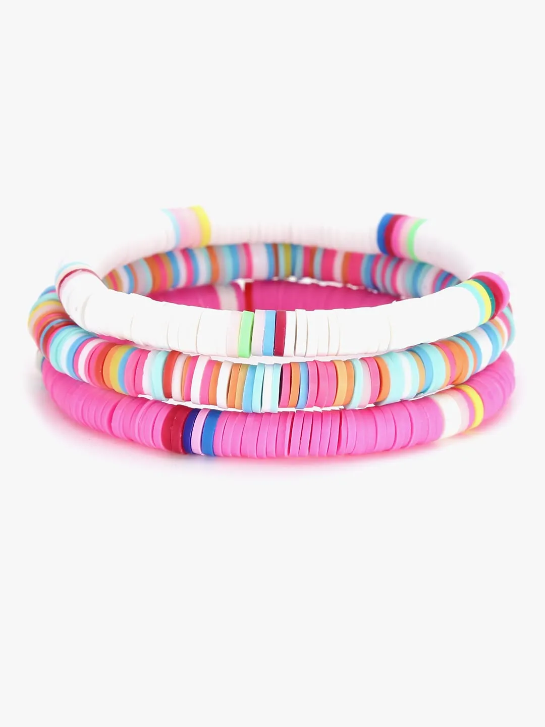 Yellow Chimes Bracelets for Women Combo of 3 PCs Heishi Bracelet Set Lightweight Rainbow Summer Beach Accessory for Girls and Women.