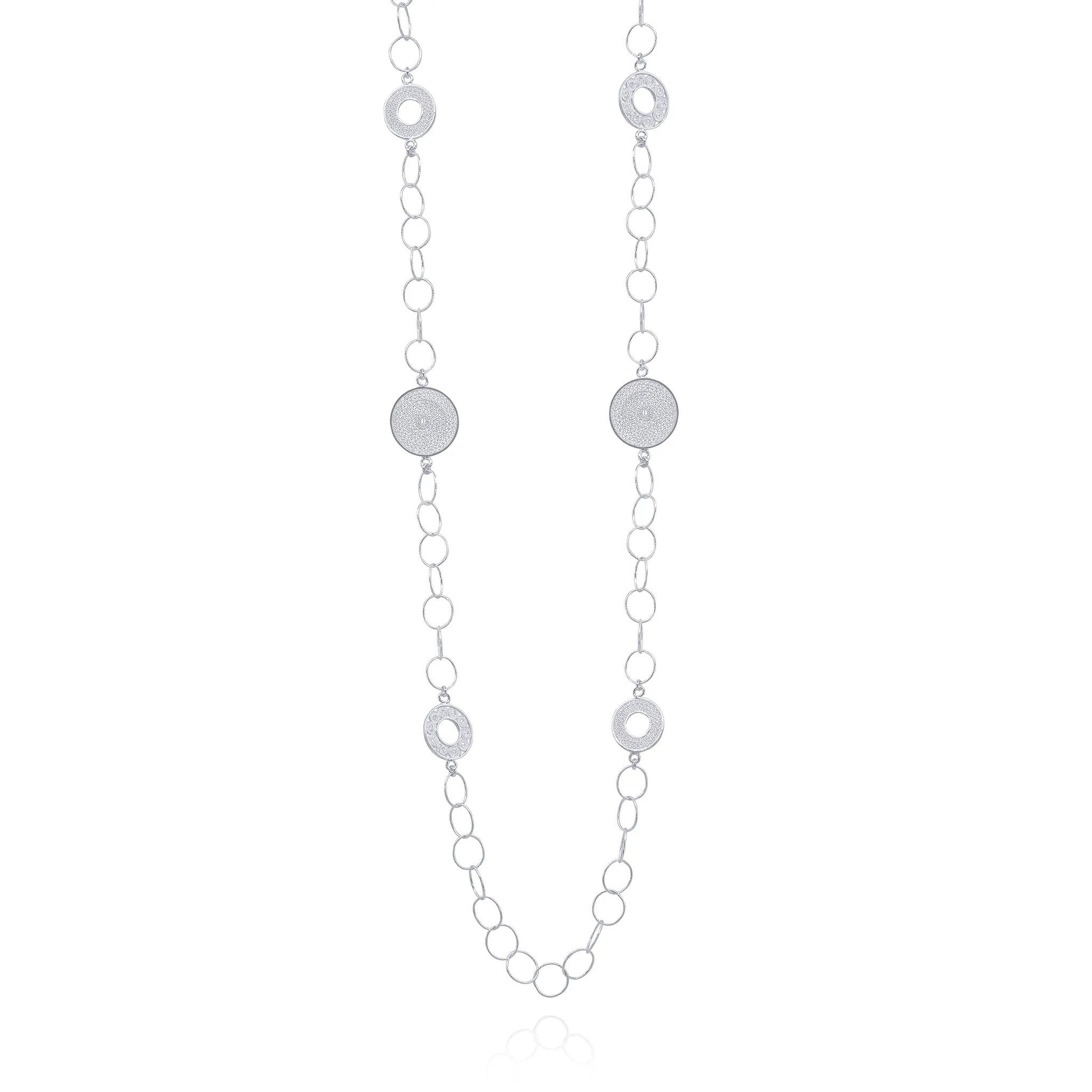 ZAYRA SILVER LONG NECKLACE FILIGREE